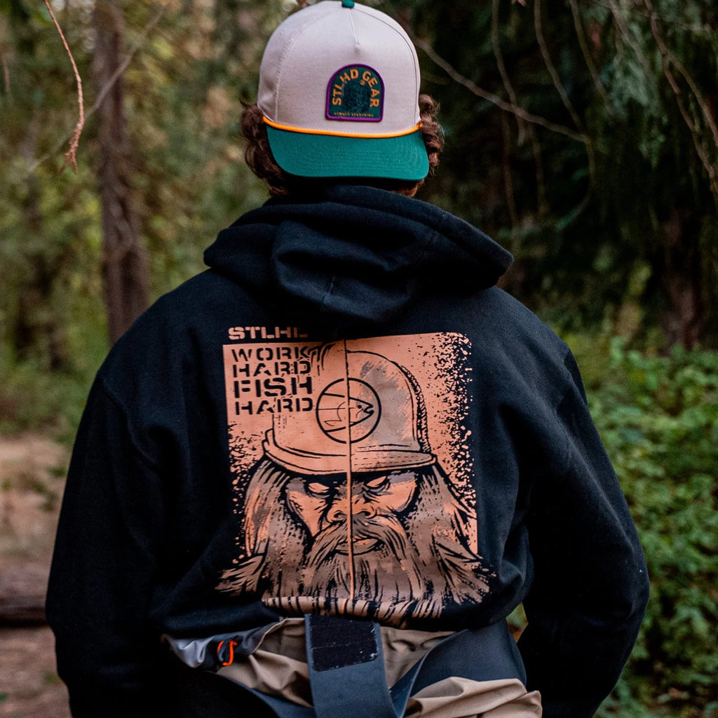 STLHD Mens Work Hard Fish Hard Premium Hoodie