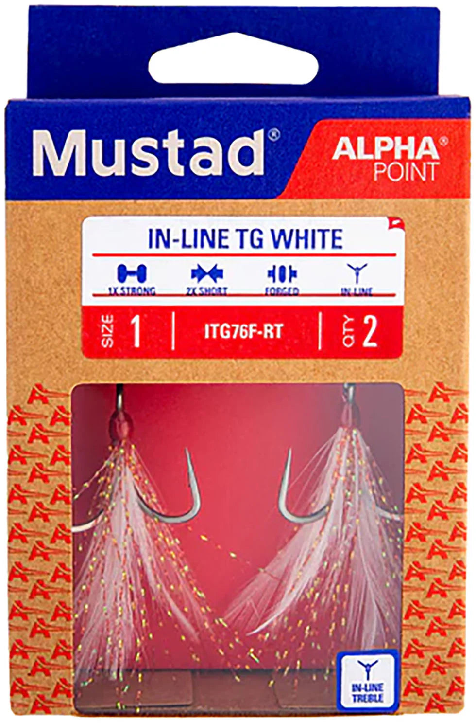Mustad Alpha Point In Line Triple Grip Feathered Hooks 2 Pack