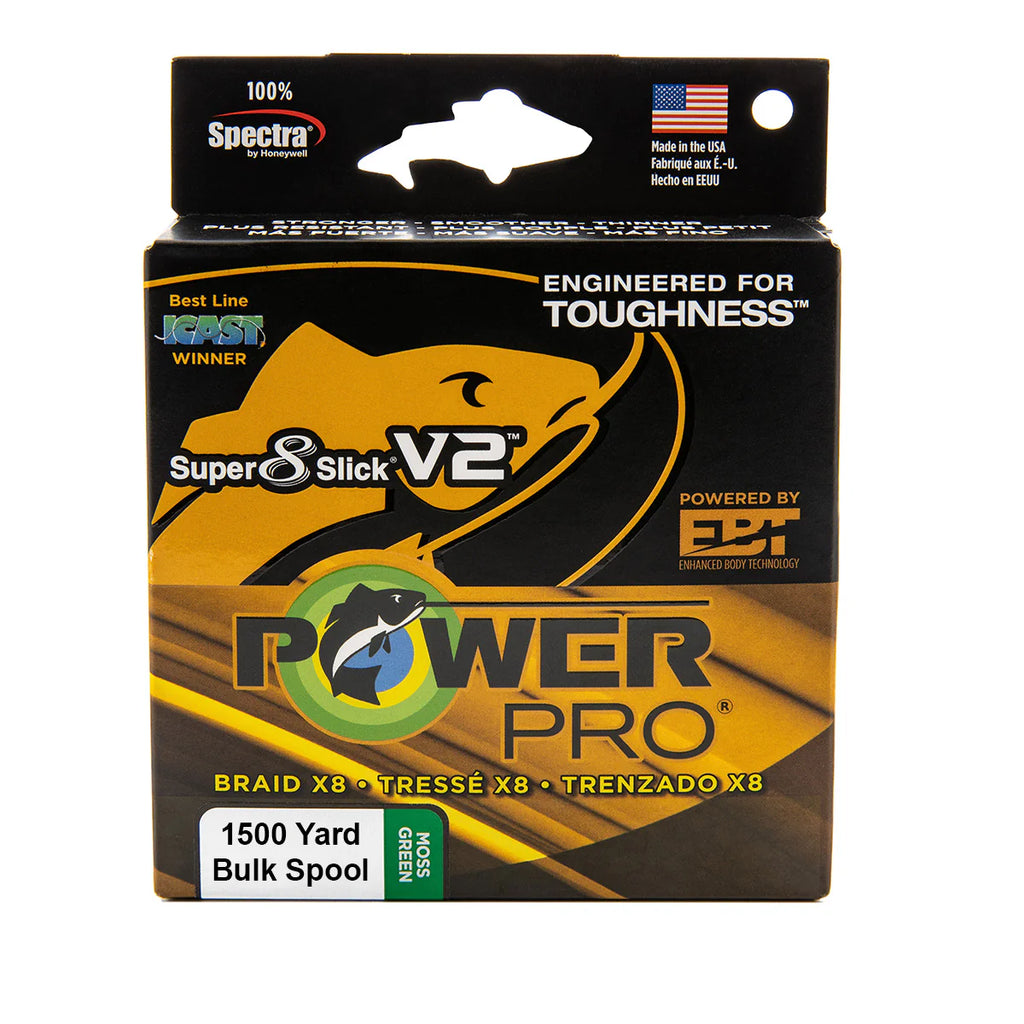 Power Pro Super8Slick V2 Moss Green Braided Line 1500 yard Bulk Spool