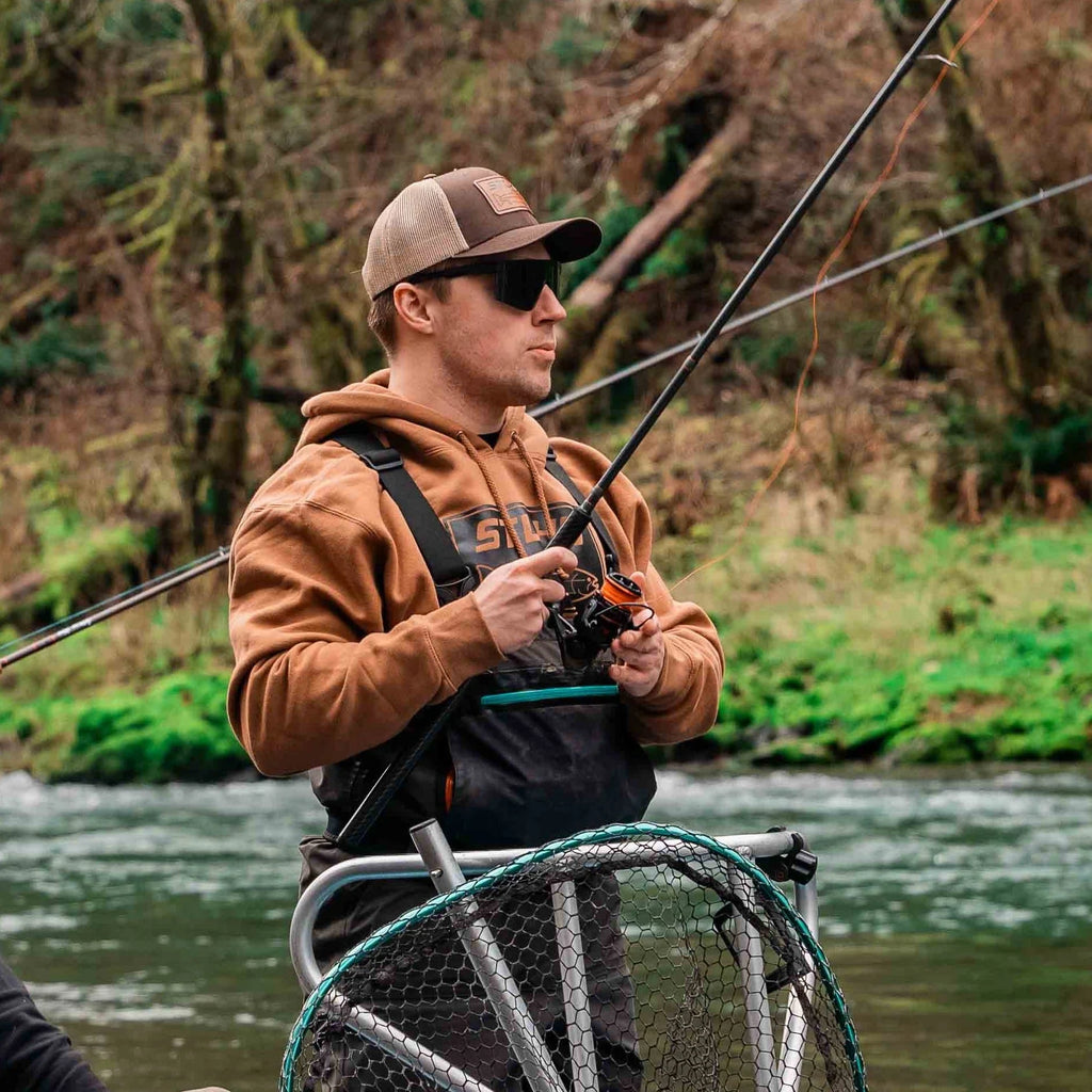 STLHD Mens Yuba River Saddle Brown Premium Hoodie