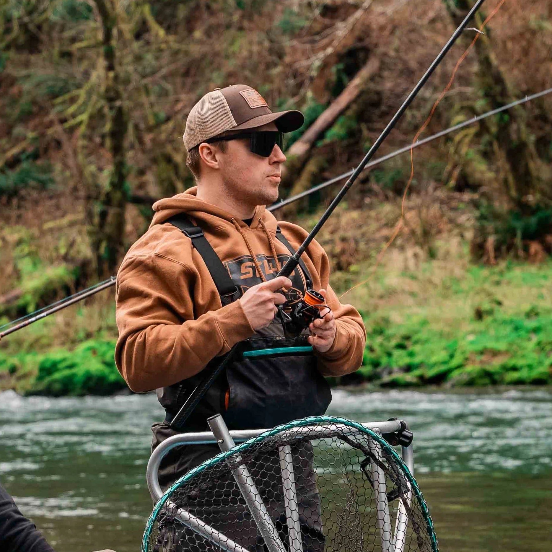 STLHD Mens Yuba River Saddle Brown Premium Hoodie