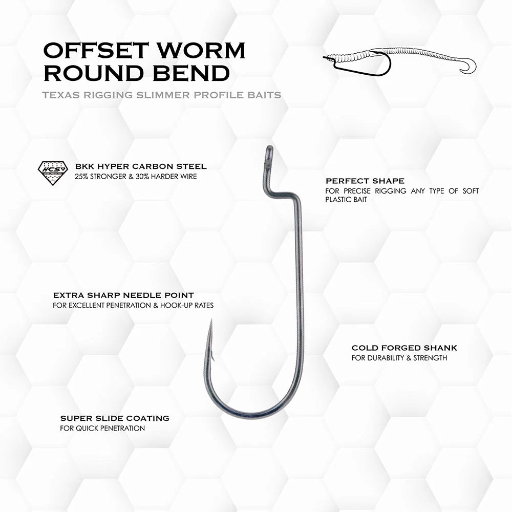 BKK Armor Point Offset Round Bend Worm Hooks