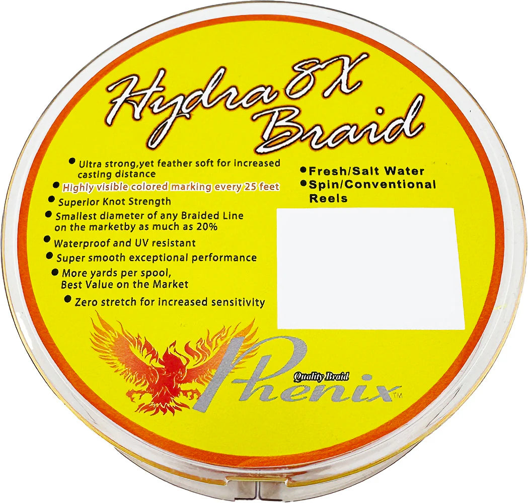 Phenix Hydra 8X Braided Line Bulk Spools High Vis Orange Yellow