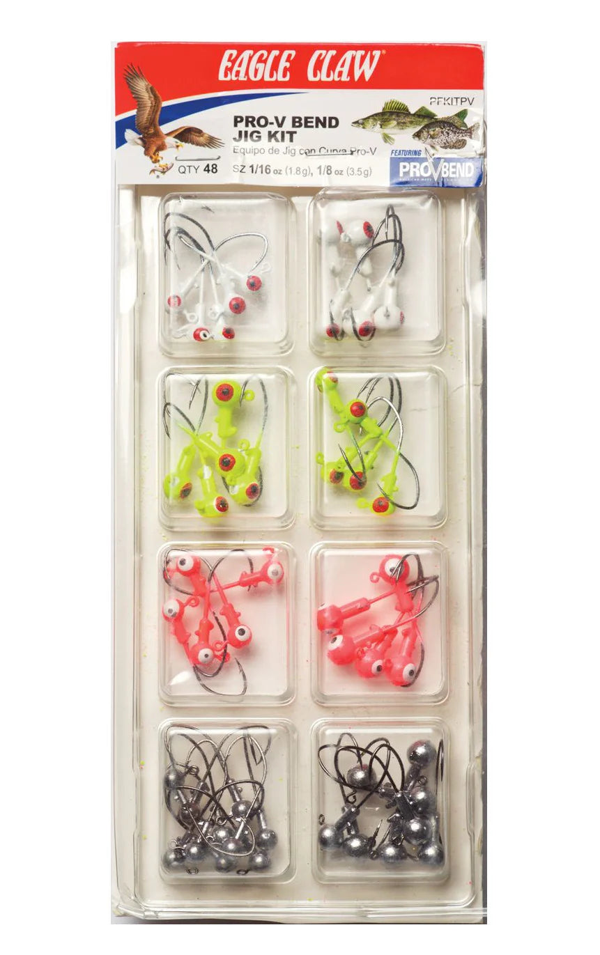 Eagle Claw Pro V Bend Jig Kit 48 Piece Jighead Assortment