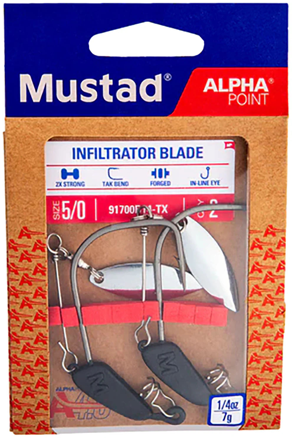 Mustad Alpha Point Infiltrator Weighted Bladed Hook 2 Pack