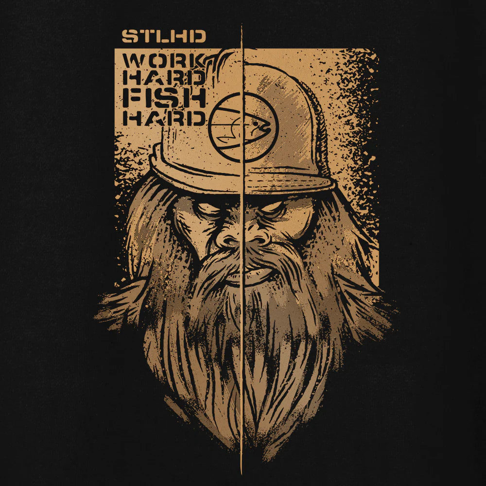 STLHD Mens Work Hard Fish Hard Premium Hoodie