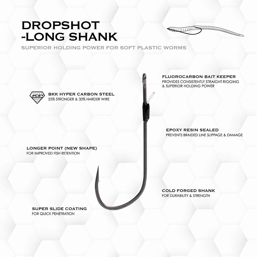 BKK Armor Point Long Shank Dropshot Hooks