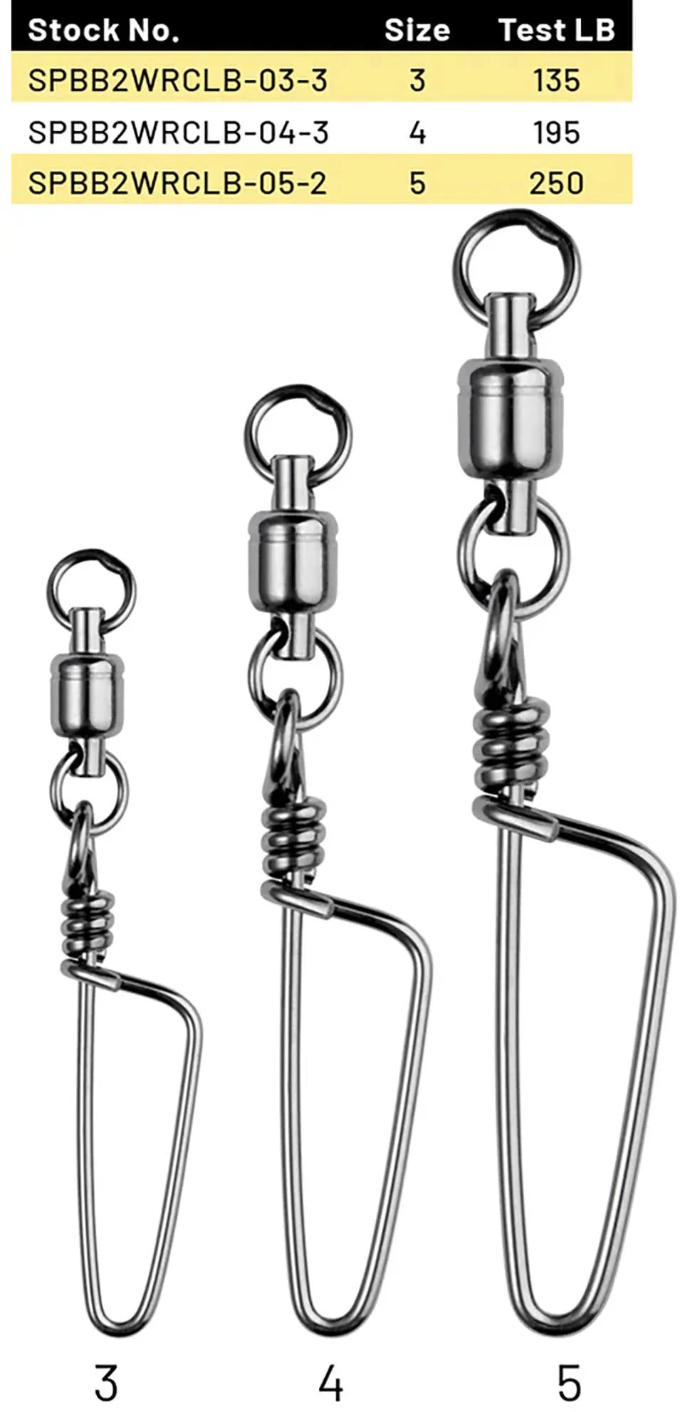 SPRO Power Ball Bearing Swivels w Cosastlock Snap Welded Rings NSB Finish