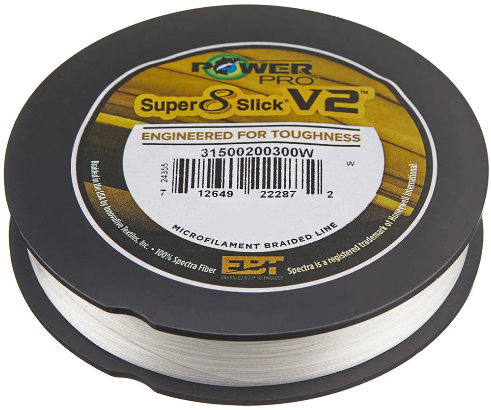 Power Pro Super8Slick V2 White Braided Line Filler Spools 300 Yards