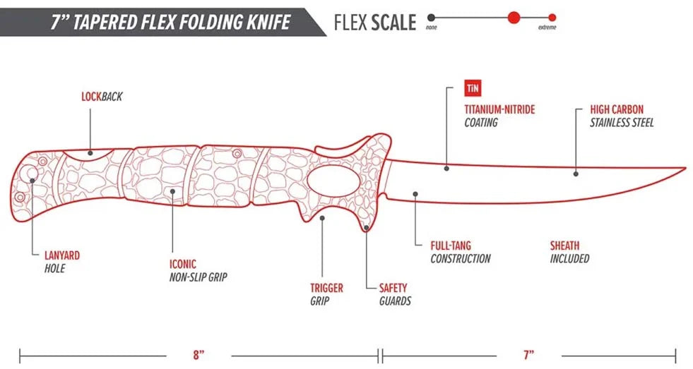 Bubba Tapered Flex Folding Fillet Knife 7 Inch