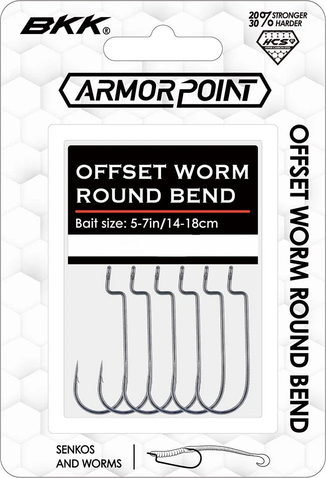 BKK Armor Point Offset Round Bend Worm Hooks