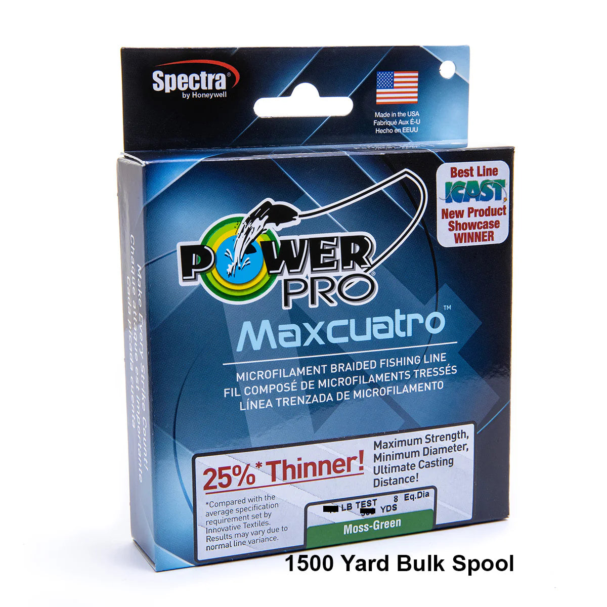 Power Pro Maxcuatro Spectra Moss Green Braided Line 1500 yard Bulk Spool