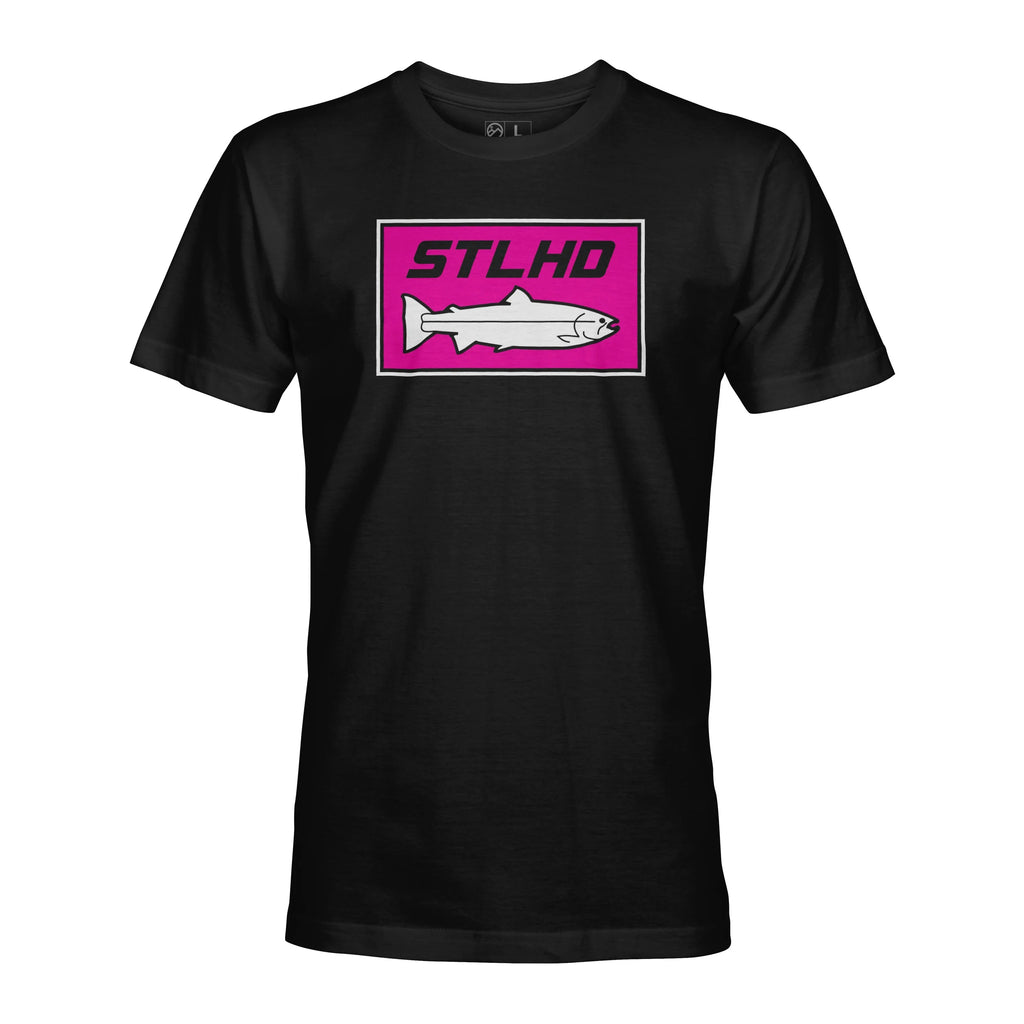 STLHD Mens Neon Pink Black T Shirt