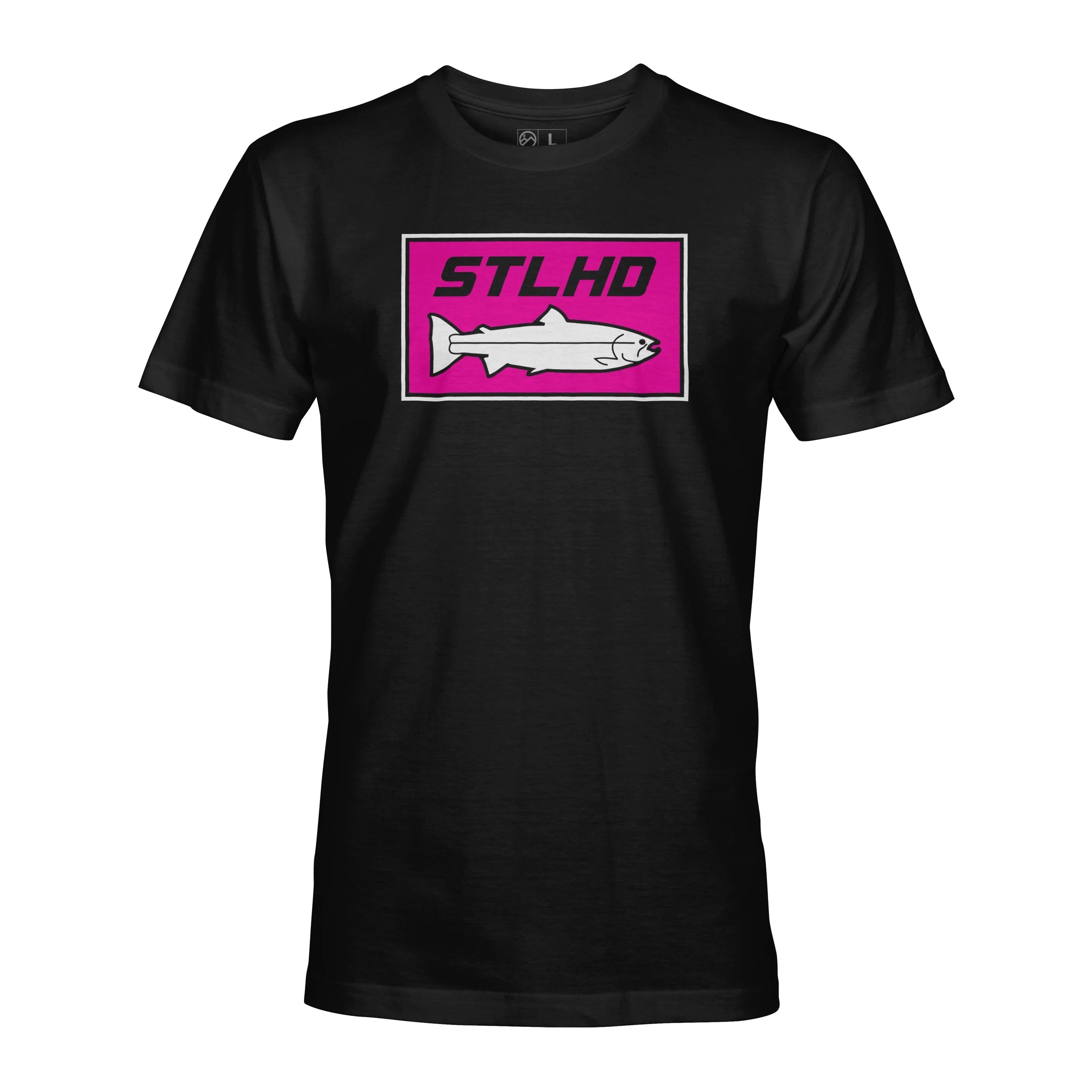 STLHD Mens Neon Pink Black T Shirt