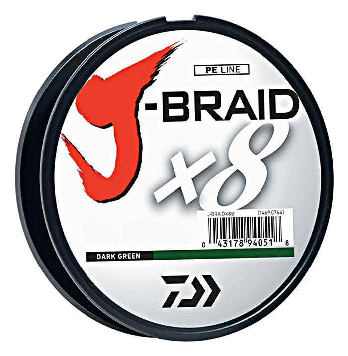 Daiwa J Braid X8 Braided Line 165 Yards Dark Green