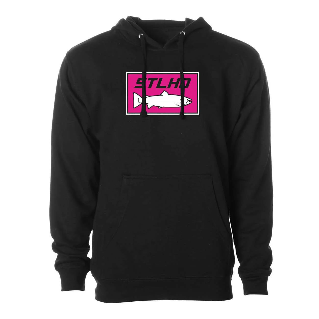 STLHD Mens Neon Pink Black Standard Hoodie