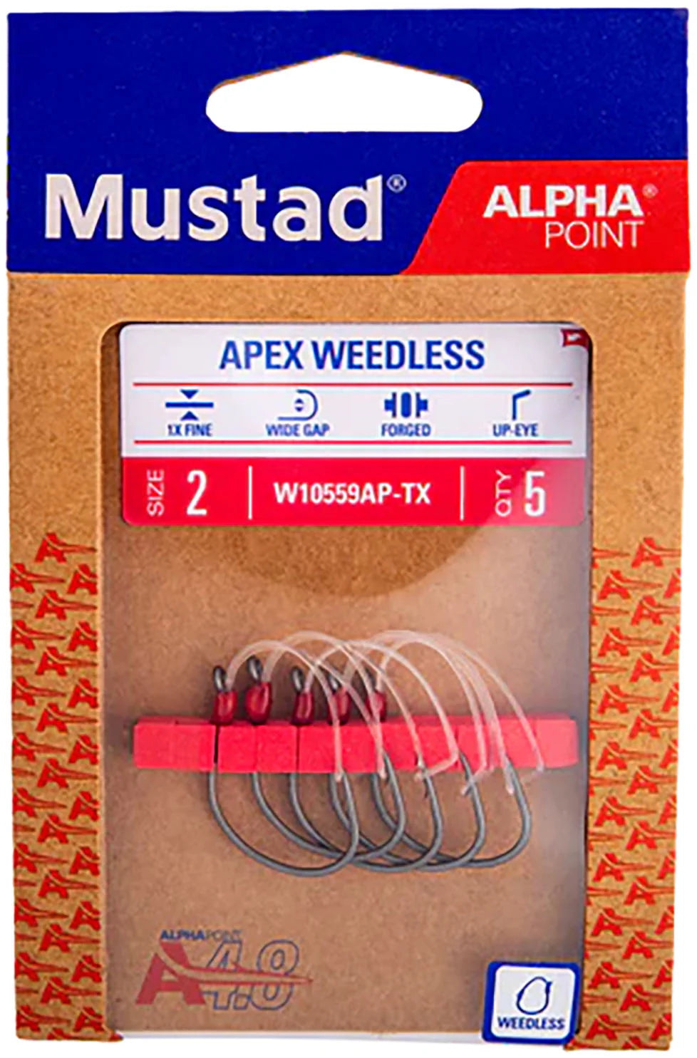 Mustad Alpha Point Offset Apex Weedless Dropshot Hooks