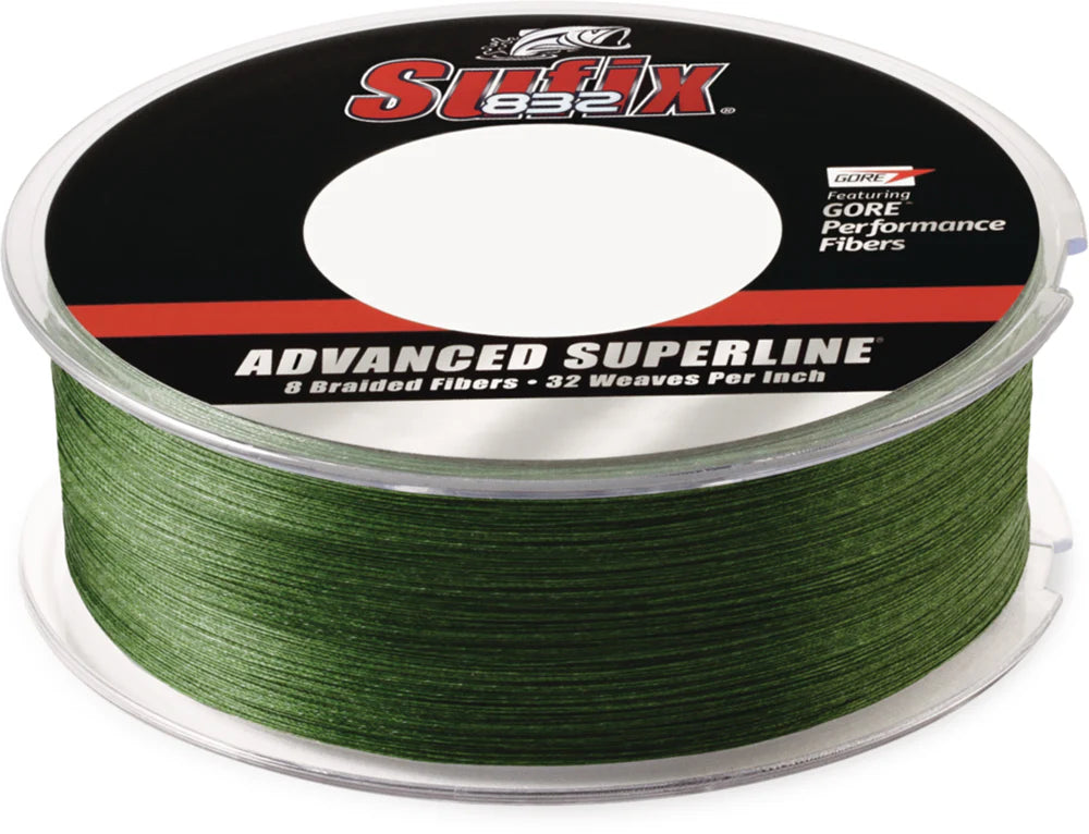 Sufix 832 Advanced Superline Low Vis Green Braided Line 600 Yard Bulk Spool