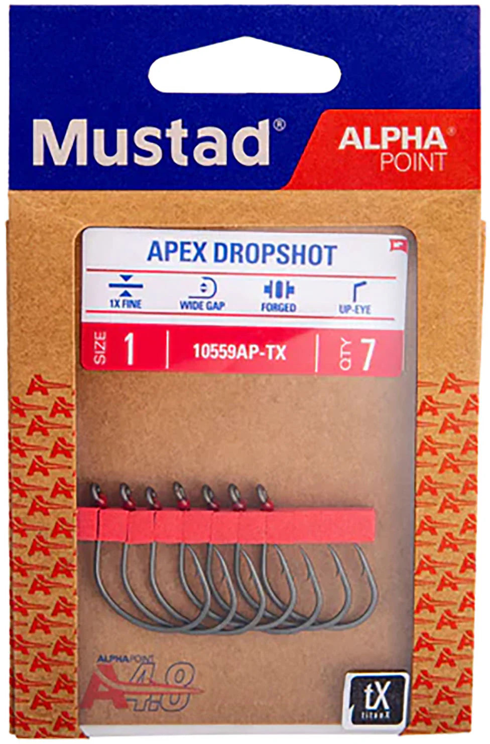 Mustad Alpha Point Inline Apex Dropshot Hooks