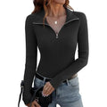 Women's Half Zip Ribbed Knit Pullover Sweater